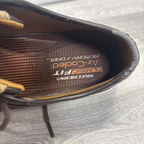 Men Sz 8 Skechers Porter Ressen Dark  Brown Leather Lace Up Sneaker 64737 - Picture 7 of 16